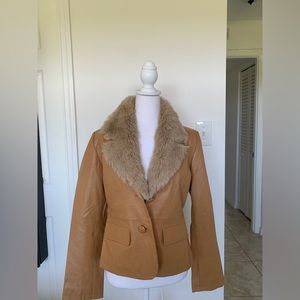 Pre-owned MetroStyle Women’s Jacket Leather Classic buttons Pockets Lined Size 8